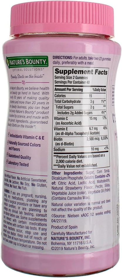 Nature's Bounty Optimal Solutions Hair, Skin and Nails Gummies, 80 Count (Pack of 4)