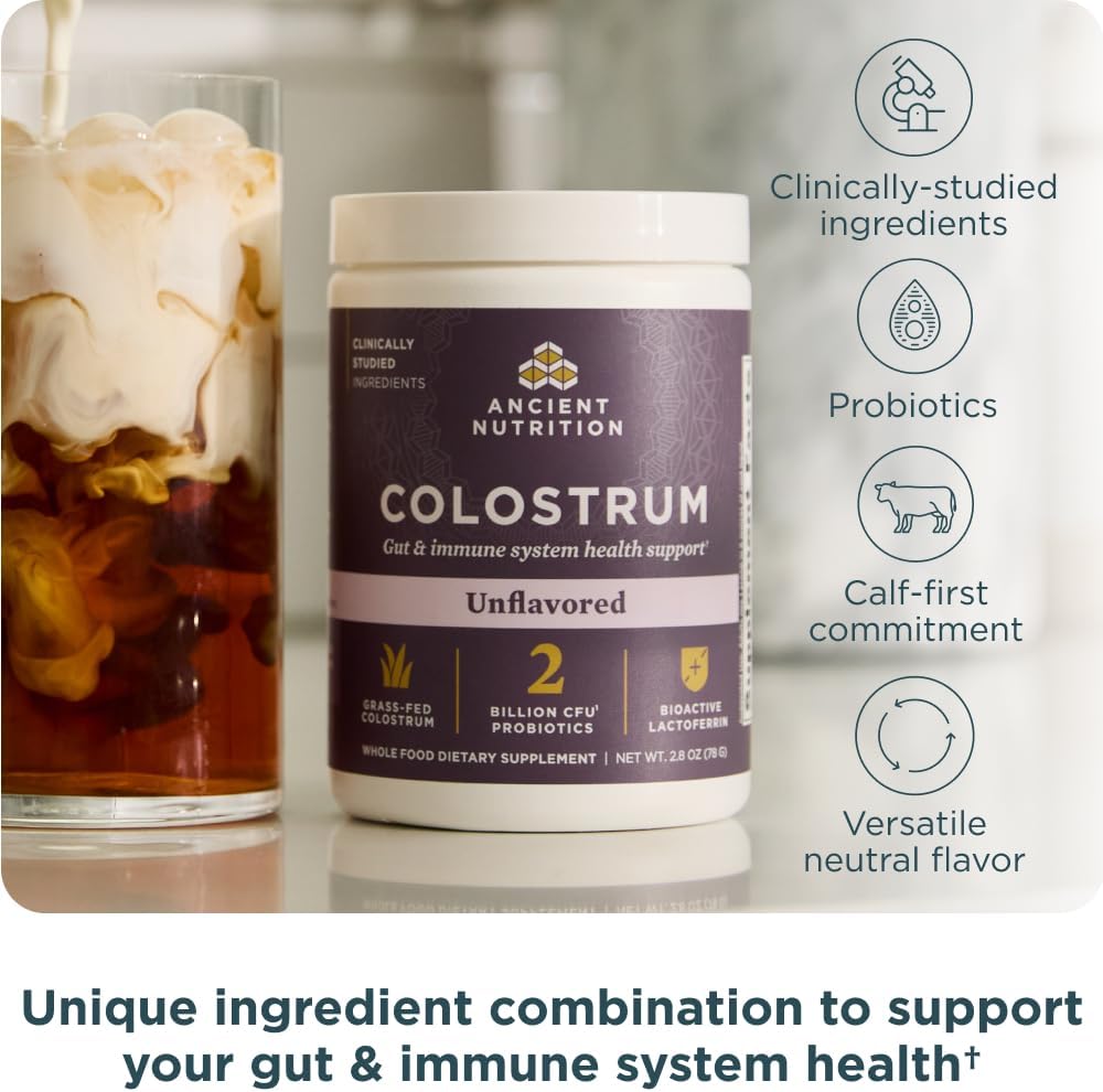 Ancient Nutrition Colostrum Superfood Powder - Grass-Fed Bovine Colostrum for Gut & Immune Support, Unflavoured, 60 Servings - görsel 3