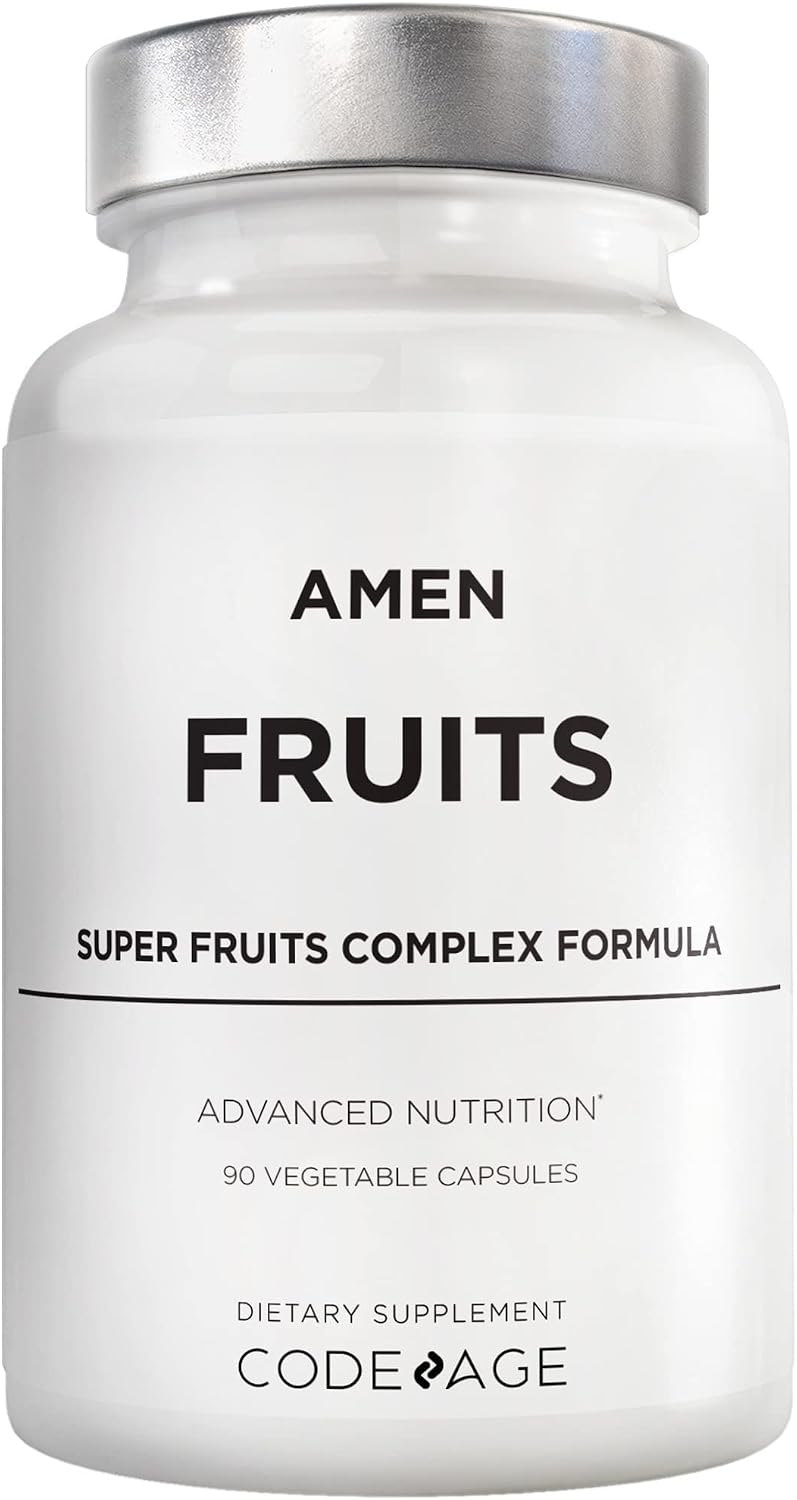Amen Fruits, Daily Fruits Vitamins Supplement - Over 20 Whole Fruit Extracts - Non-GMO - 90 Capsules - görsel 1