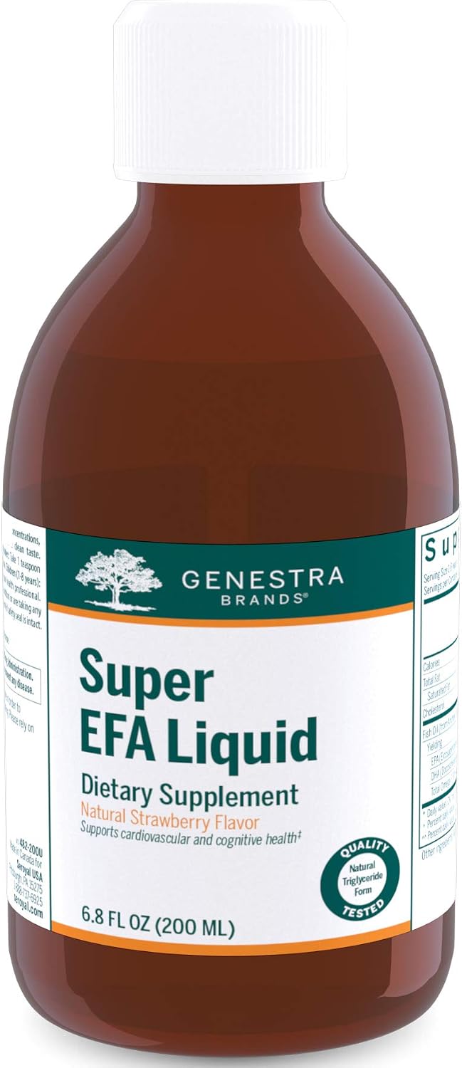 Genestra Brands Super EFA Liquid | Essential Fatty Acid Supplement for Cardiovascular, Brain, Eye & Nerve Health | 200 ml | Natural Strawberry Flavour - görsel 1