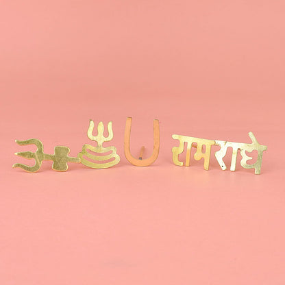 SATVIK 5-Piece Assorted Brass Tilak Stamp with Red & White Chandan Tikka Powder