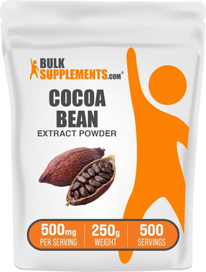 BulkSupplements.com Cocoa Bean Extract Powder - Unsweetened, Vegan & Gluten-Free, 500mg per Serving, 250g (8.8 oz)