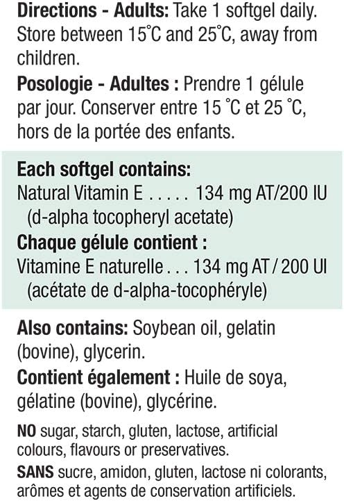 Jamieson Vitamin E 200 IU, 100 Capsules - görsel 3