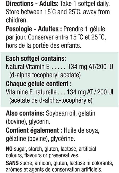 Jamieson Vitamin E 200 IU, 100 Capsules