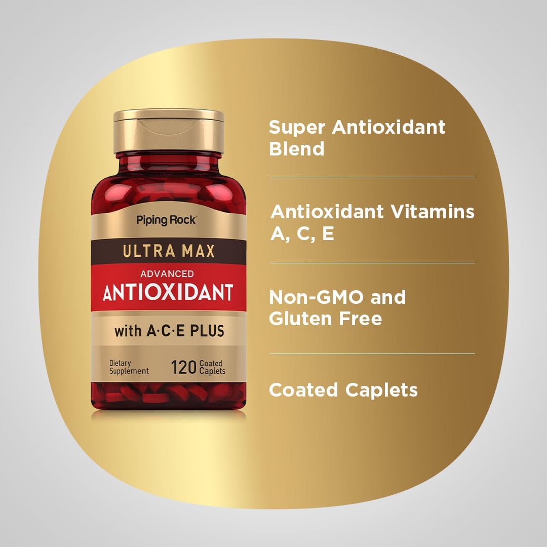 Piping Rock Antioxidant Supplements 120 Caplets – Advanced Formula with Vitamins A, C, E - görsel 4