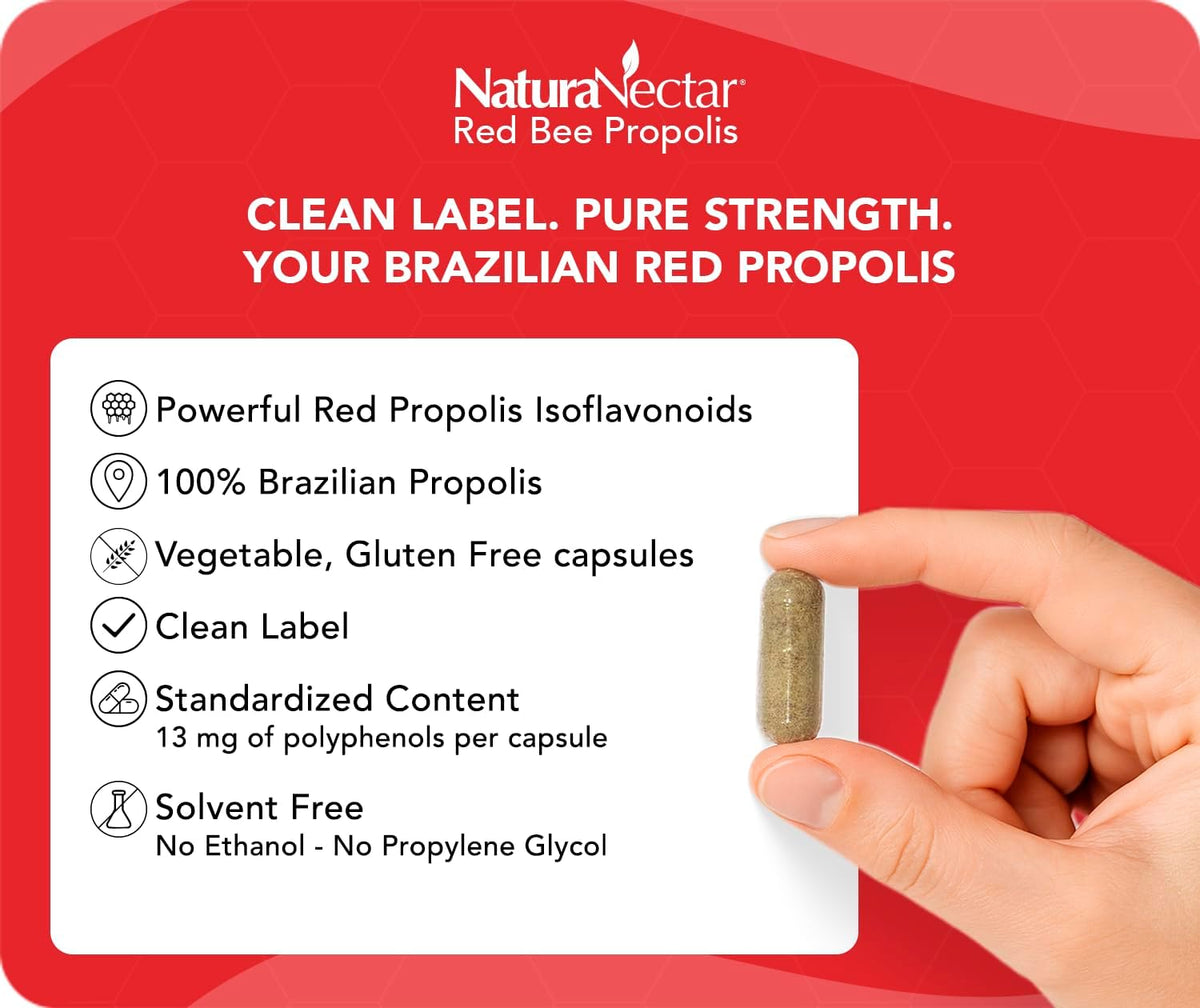 NaturaNectar Red Bee Propolis Capsules – Premium Brazilian Propolis Supplement (60 Capsules) - görsel 2
