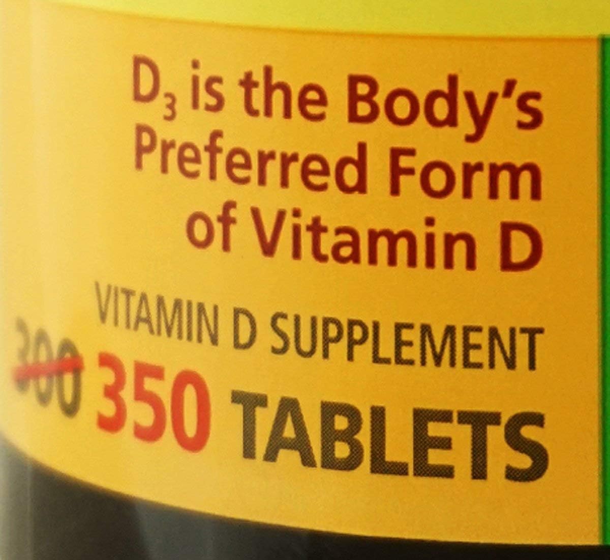 Nature Made Vitamin D3 Food Supplement Tablets, 1000 IU, 350 Count - görsel 2