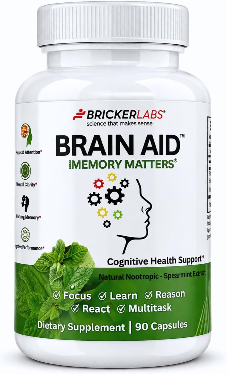 Bricker Labs Brain Aid Memory Matters – Nootropic Brain Supplement with Neumentix Spearmint Extract - görsel 1