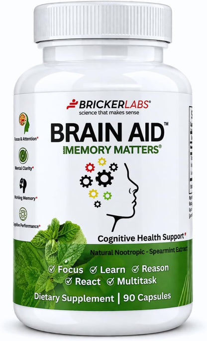 Bricker Labs Brain Aid Memory Matters – Nootropic Brain Supplement with Neumentix Spearmint Extract