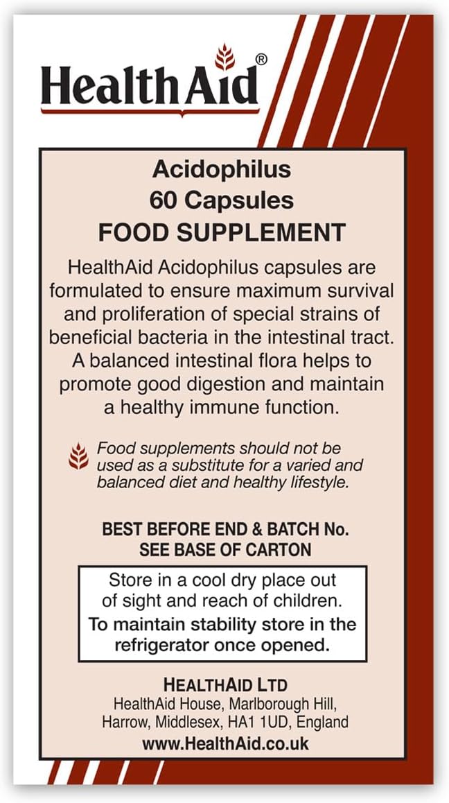 Health Aid Acidophilus (100 million) 60 Vegicaps - görsel 2