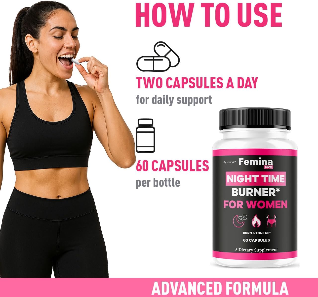 FeminaPro Nighttime Advanced Formula - 60 Capsules - görsel 4