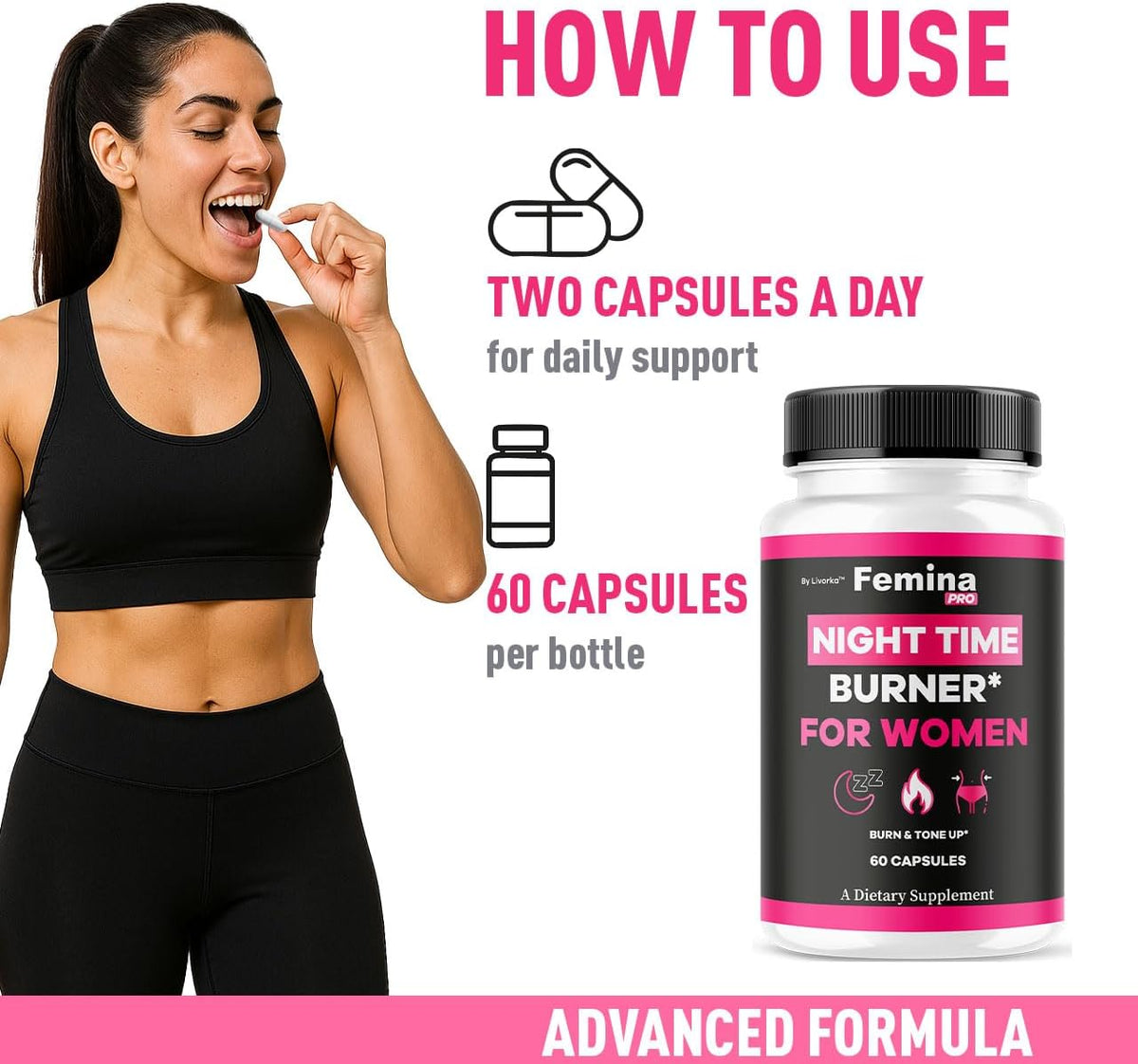 FeminaPro Nighttime Advanced Formula - 60 Capsules - görsel 4