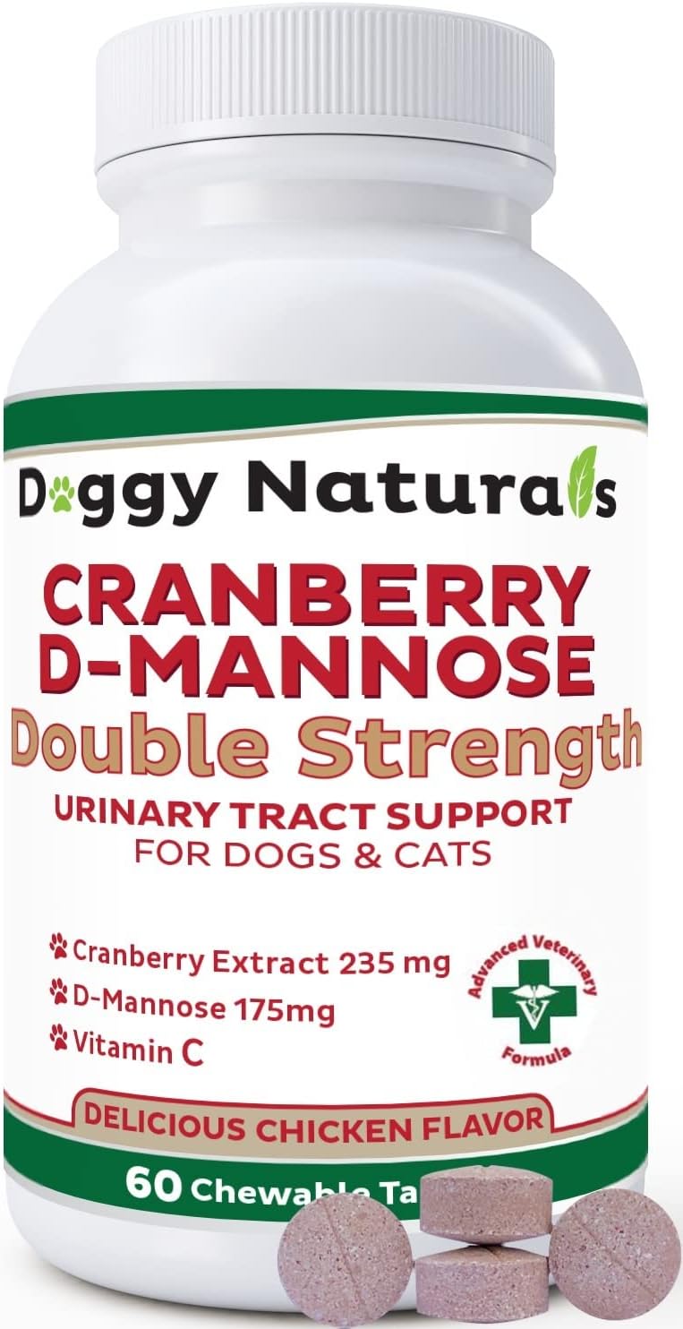 Cranberry D-Mannose for Dogs and Cats – Double Strength Chewable Tablets, 60 Count - görsel 1