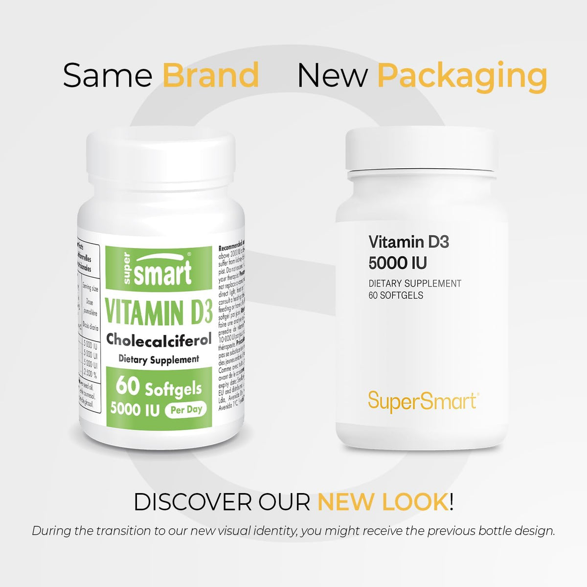 Supersmart Vitamin D3 5000 IU (125 mcg) - High Potency with Sunflower Oil - Non-GM & Gluten-free - 60 Softgels - görsel 2