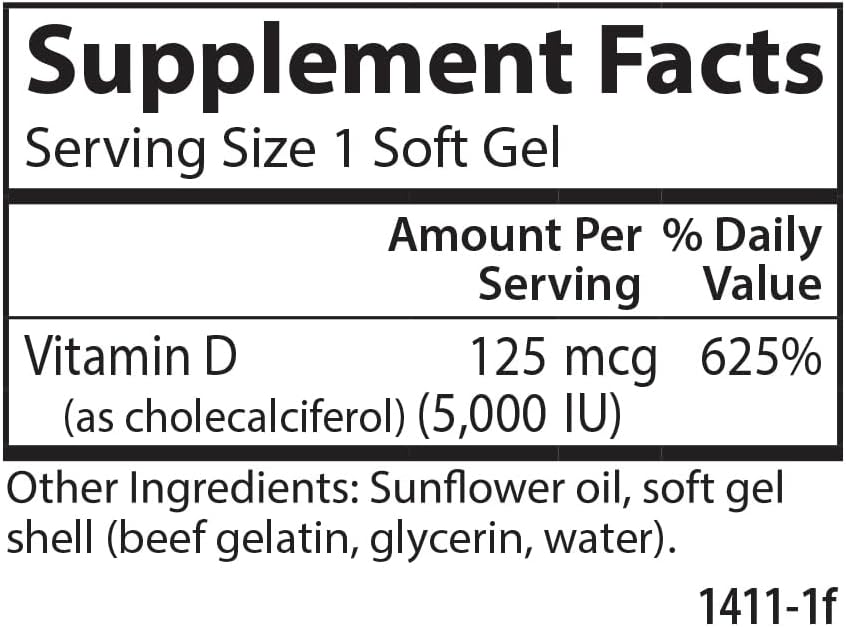 Carlson Vitamin D3 5000 IU (125 µg) - 120 Softgels - görsel 7