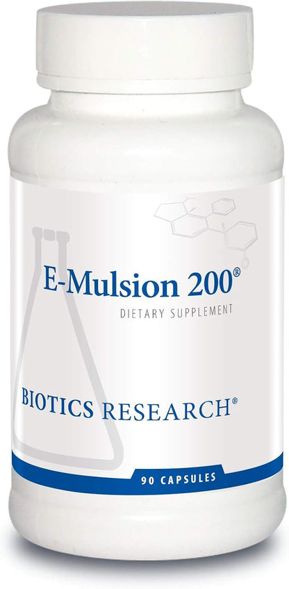 BIOTICS RESEARCH E Mulsion 2 Emulsified, Enhanced Absorption, Vitamin E, Mixed Tocopherols, Antioxidant, Cardiovascular Health, Immune Support 90 Capsules