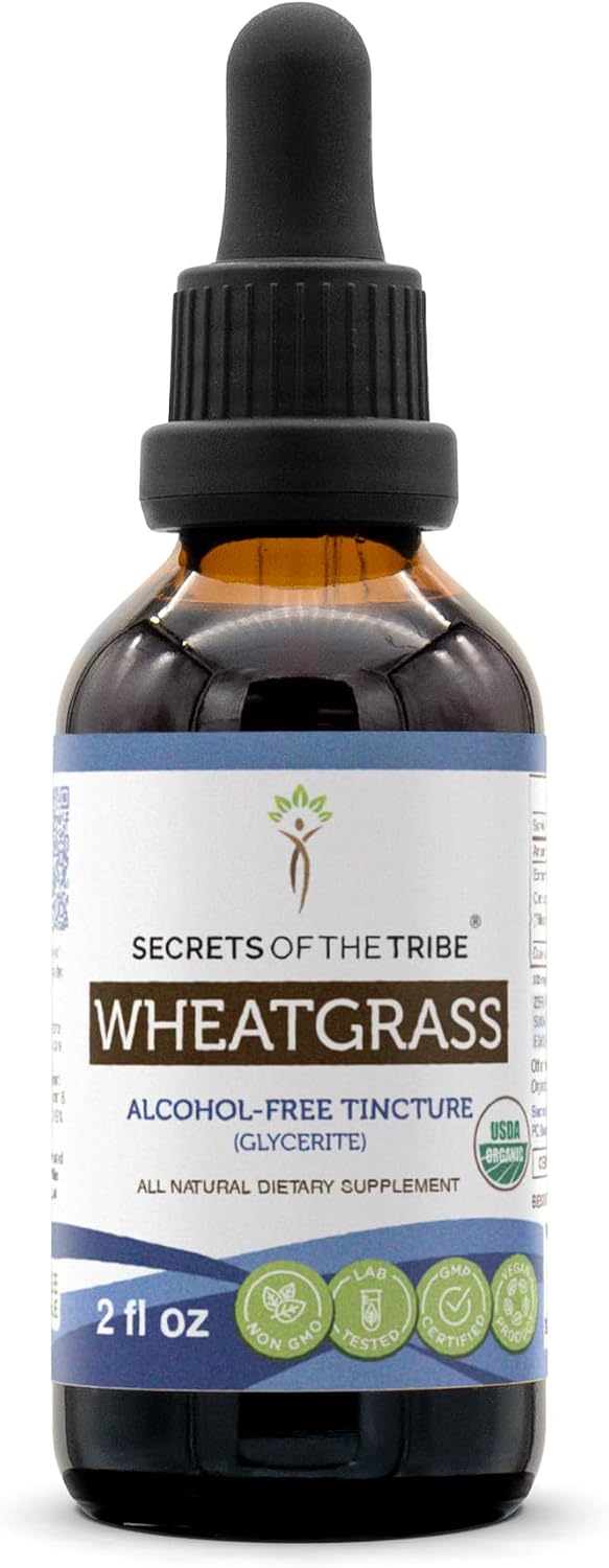 Secrets of the Tribe Wheatgrass Organic | Alcohol-Free High-Potency Herbal Drops | Made from 100% Certified Organic Wheatgrass (Triticum aestivum) Dried Leaf 56 ml - görsel 1