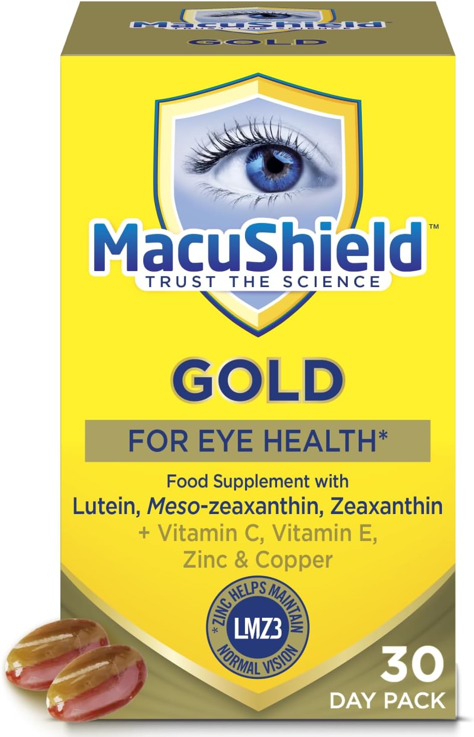 MacuShield Gold – Lutein, Zeaxanthin & Meso-Zeaxanthin Eye Supplement (90 Capsules) - görsel 1