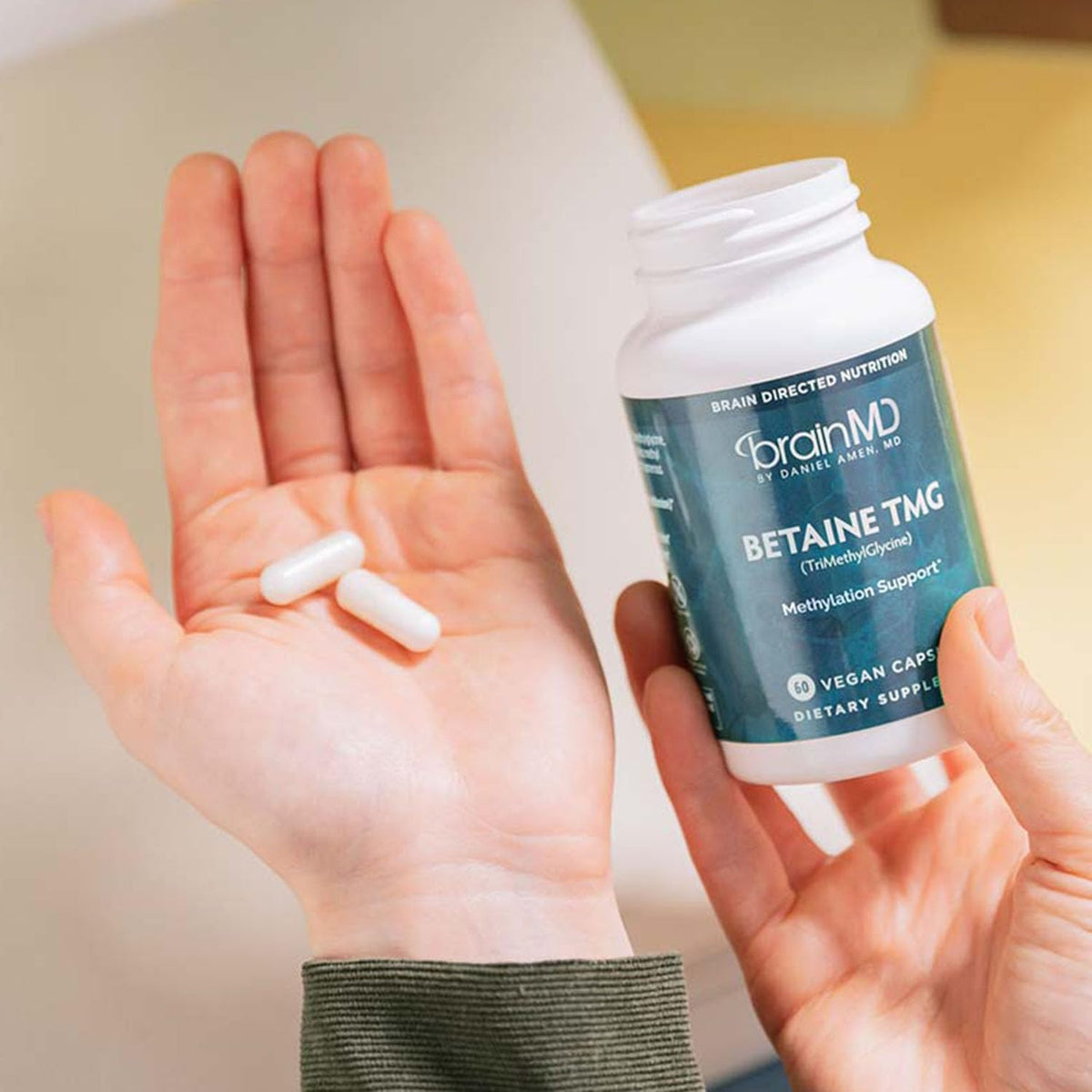 BRAINMD Dr Amen Betaine TMG - 60 Capsules - Mood and Methyl Support - Gluten-free - görsel 7