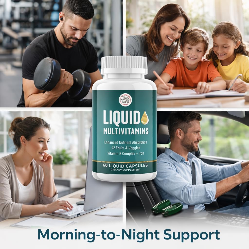 Grab The Gold Liquid Women's Multivitamin Capsules with Iron, 42 Fruit & Vegetables - Fast Absorption for Daily Energy & Wellness - görsel 5