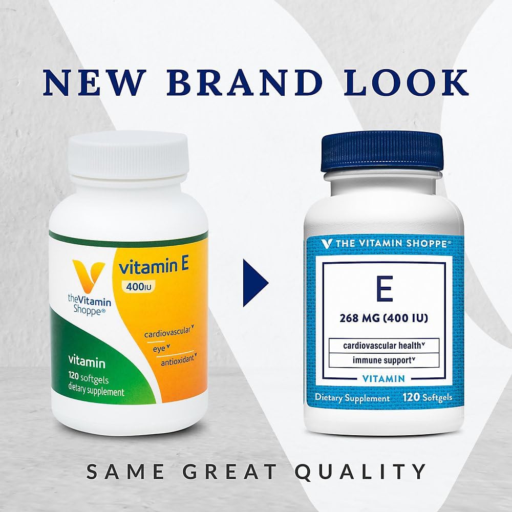 The Vitamin Shoppe Vitamin E 400IU - Antioxidant Support for Skin Health & Immune Function, 120 Softgels - görsel 2