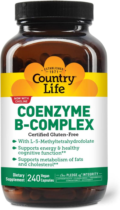 Country Life Coenzyme B-Complex with Methylfolate and B12, 240 Capsules