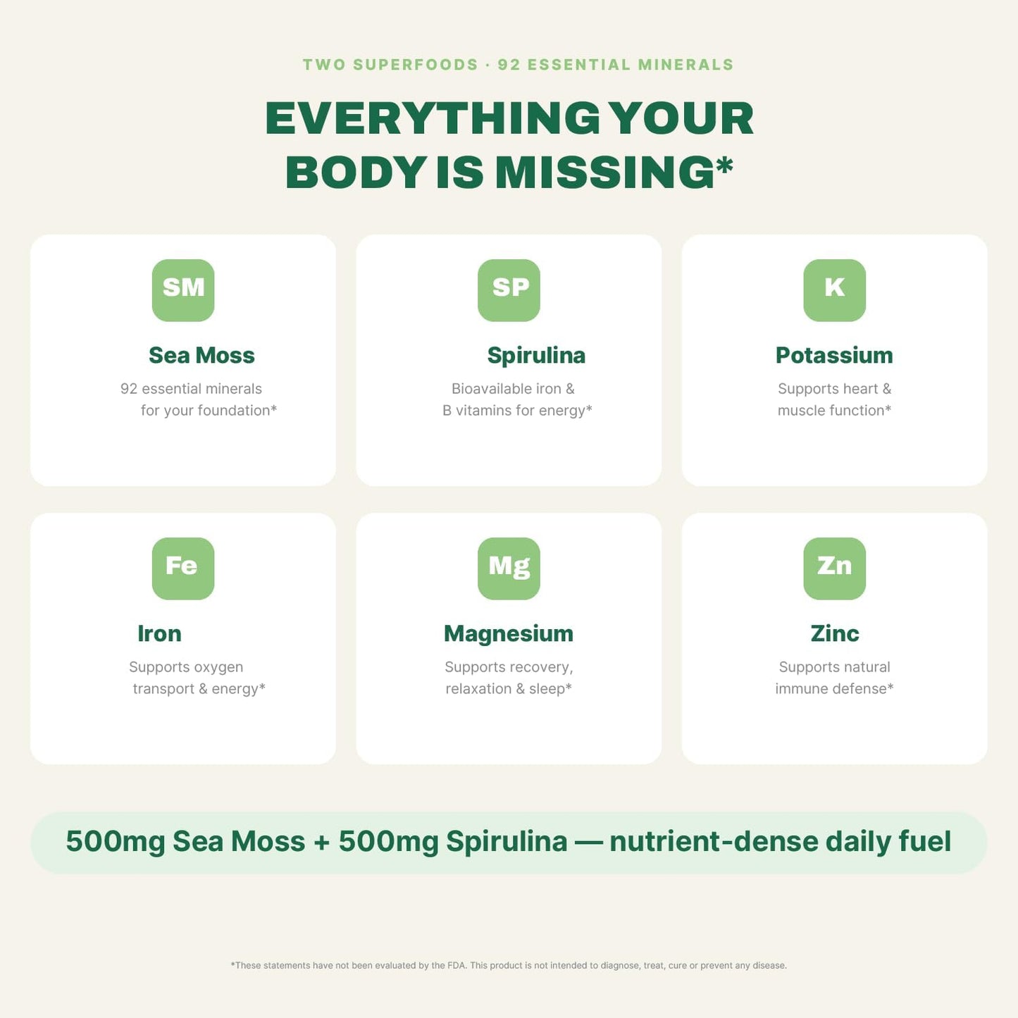 Sea Moss with Spirulina Superfood Capsules – Irish Sea Moss Organic with Spirulina (120 Capsules) - görsel 4