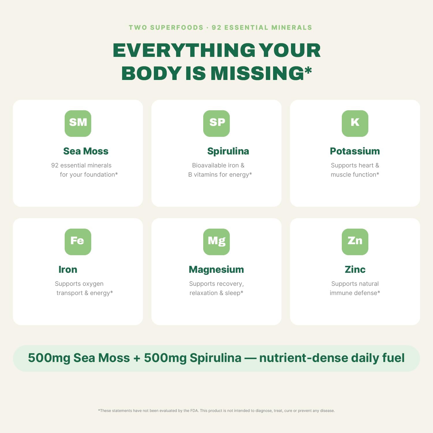 Sea Moss with Spirulina Superfood Capsules – Irish Sea Moss Organic with Spirulina (120 Capsules) - görsel 4