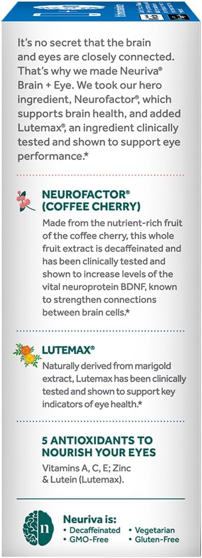 NEURIVA Brain + Eye Supplement – Memory, Focus & Eye Health, 90 Capsules (3 Pack) - görsel 5