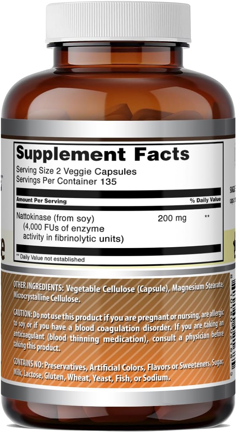 Amazing Formulae Nattokinase 100 mg, 2000 FU - 270 Vegetable Capsules - görsel 5