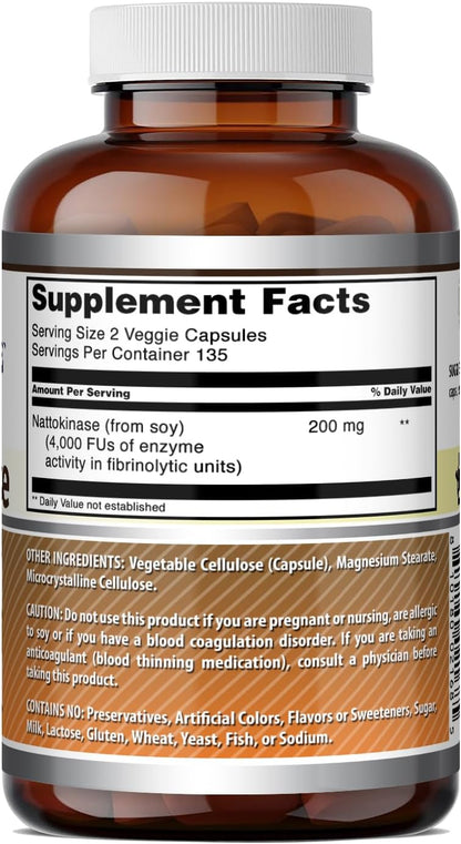 Amazing Formulae Nattokinase 100 mg, 2000 FU - 270 Vegetable Capsules