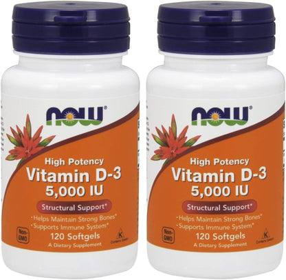 NOW Foods Vitamin D-3 5,000 IU, High Potency, 240 Softgels