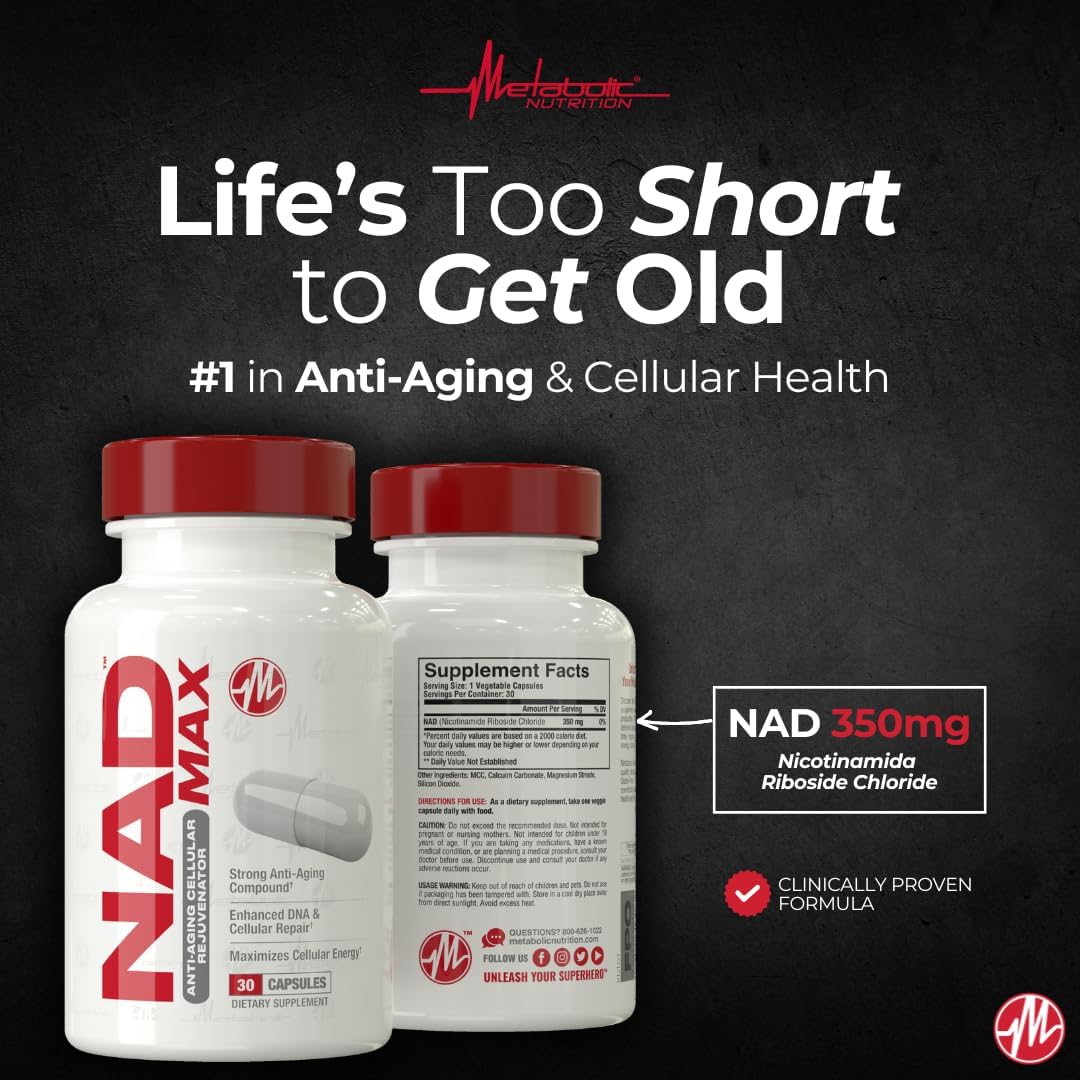 Metabolic Nutrition NAD MAX 350mg Anti-Ageing Cellular Rejuvenator, Promotes Cellular Energy and Mitochondrial Function, 30 Day Supply - görsel 4