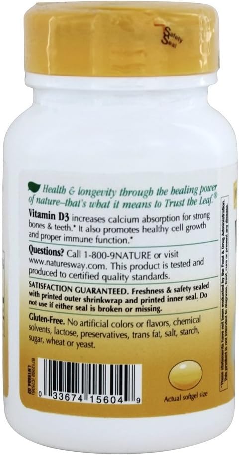Nature's Way Vitamin D3 2,000 IU - 240 Softgels - görsel 3