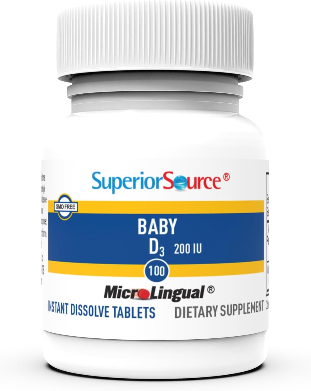 Superior Source Baby Vitamin D3 - Immune Support Supplement - Supports Healthy Bones & Teeth - Non-GMO & Gluten-Free - 100 MicroLingual Instant Dissolve Tablets - görsel 4