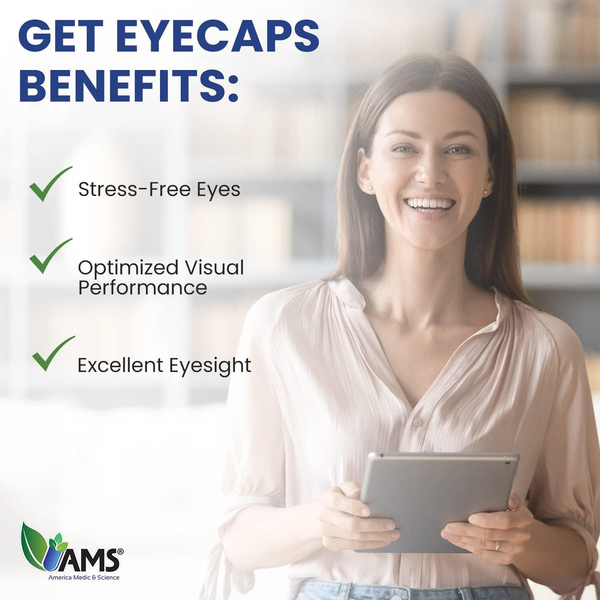 America Medic & Science EyeCaps (30 Caplets) - Vision Health Supplement with Lutein, Zinc, and Vitamins A, C, E, B2 - görsel 6