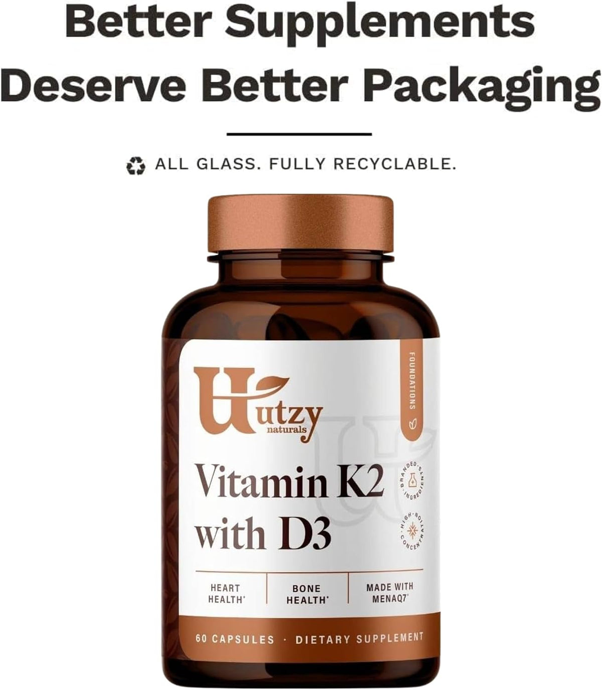 Utzy Naturals Vitamin K2 + D3 | High Strength K2 (MenaQ7) & D3 5000 IU | 60 Capsules - görsel 10