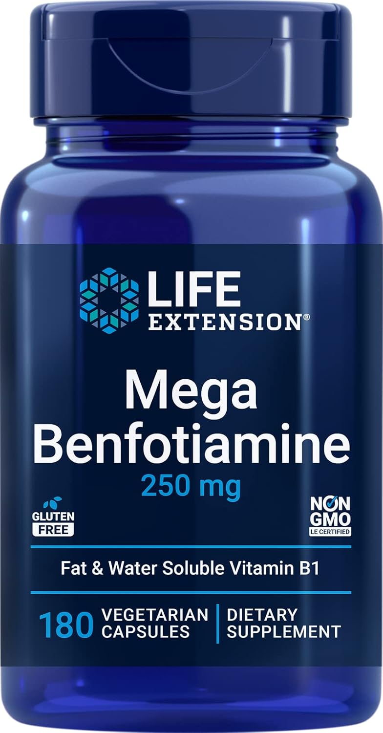 Life Extension Mega Benfotiamine, 250 mg, 180 Vegetarian Capsules with Thiamine - görsel 1