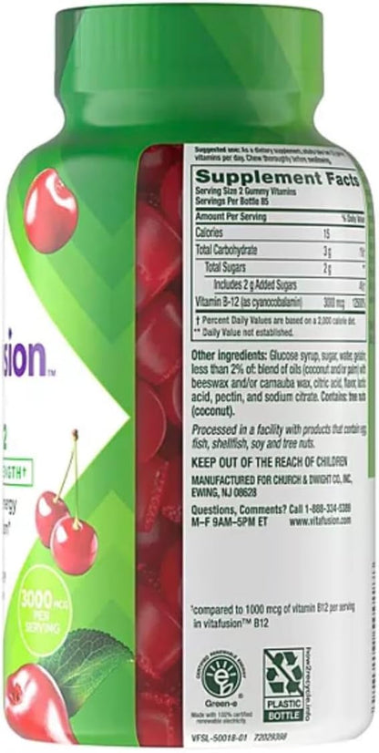Vitamin B12 Extra Strength Gummy Vitamins - 3000 mcg, Cherry Flavour, 170 Count