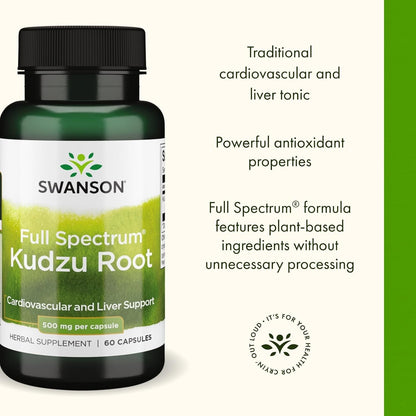 Swanson Full Spectrum Kudzu Root - Herbal Supplement (60 Capsules, 500mg) - 3 Pack