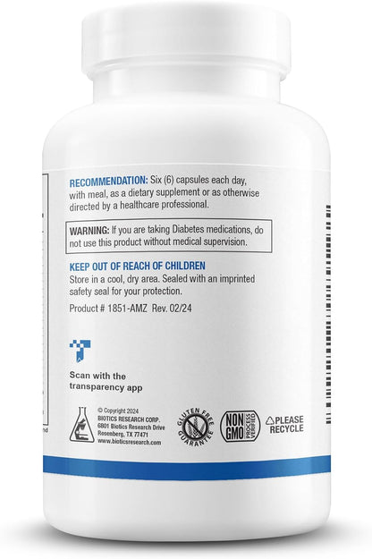 Biotics Research GlucoBalance Chromium, Vanadium, L-Carnitine - Metabolic Health & Blood Lipid Support - 180 Capsules