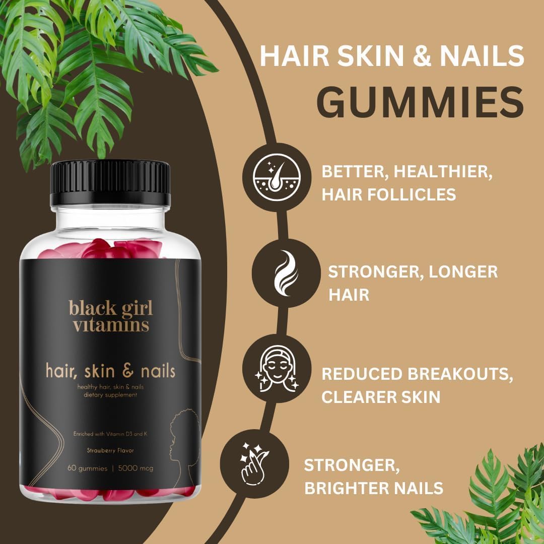 Black Girl Vitamins Look Good Feel Good Bundle – Hair, Skin & Nails, Vitamin D3 2000IU & Once a Day Multivitamin - Women's Supplement Bundle – Energy, Immunity & Beauty Support - görsel 5