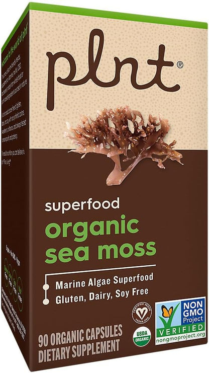 plnt Organic Sea Moss - Marine Algae Superfood, 900mg Organic Irish Moss (90 Capsules)