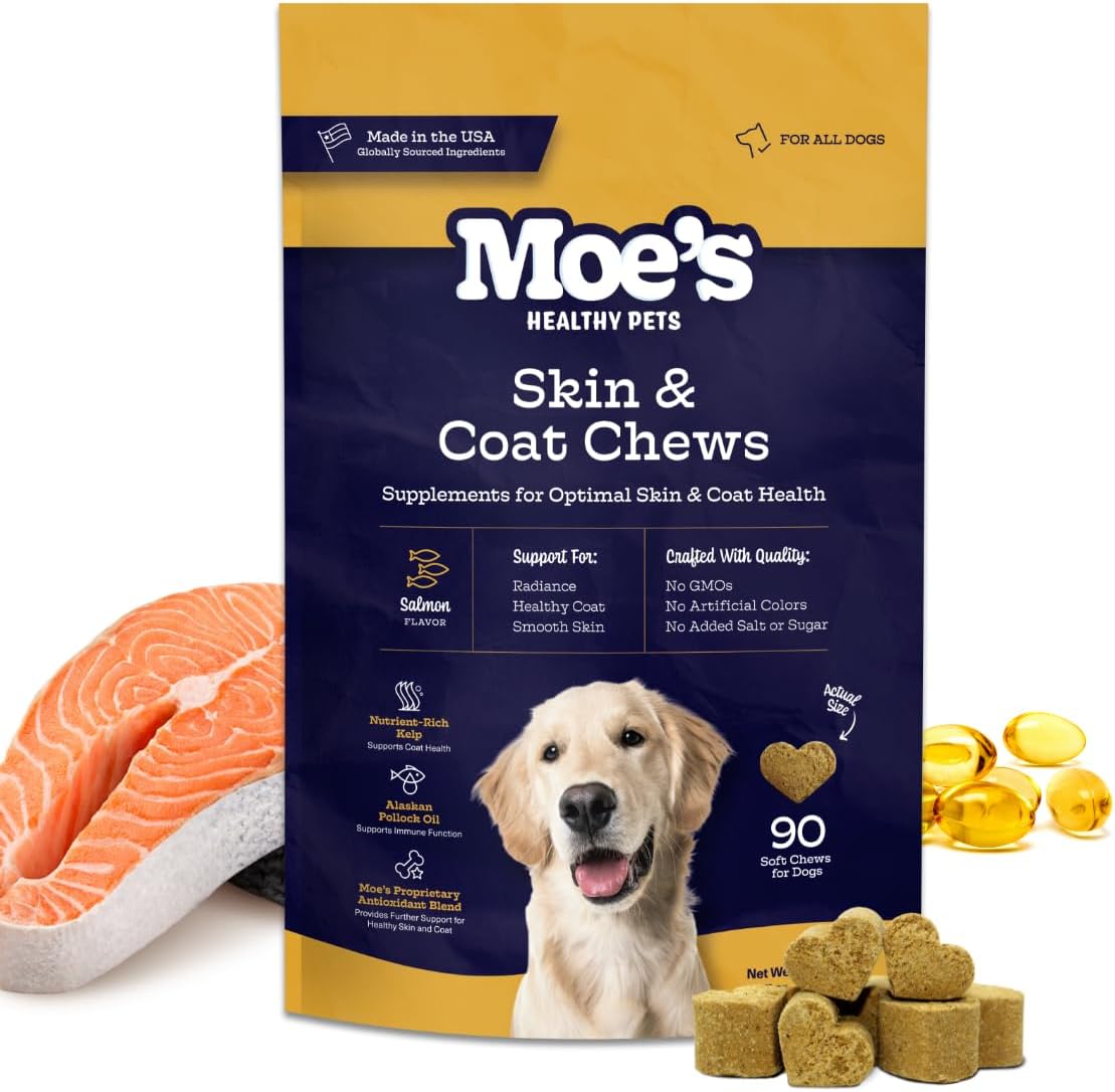 Moe’s Skin & Coat Omega 3, 6, 9 and Vitamin Supplement for Dogs - 90 Soft Chews - görsel 1