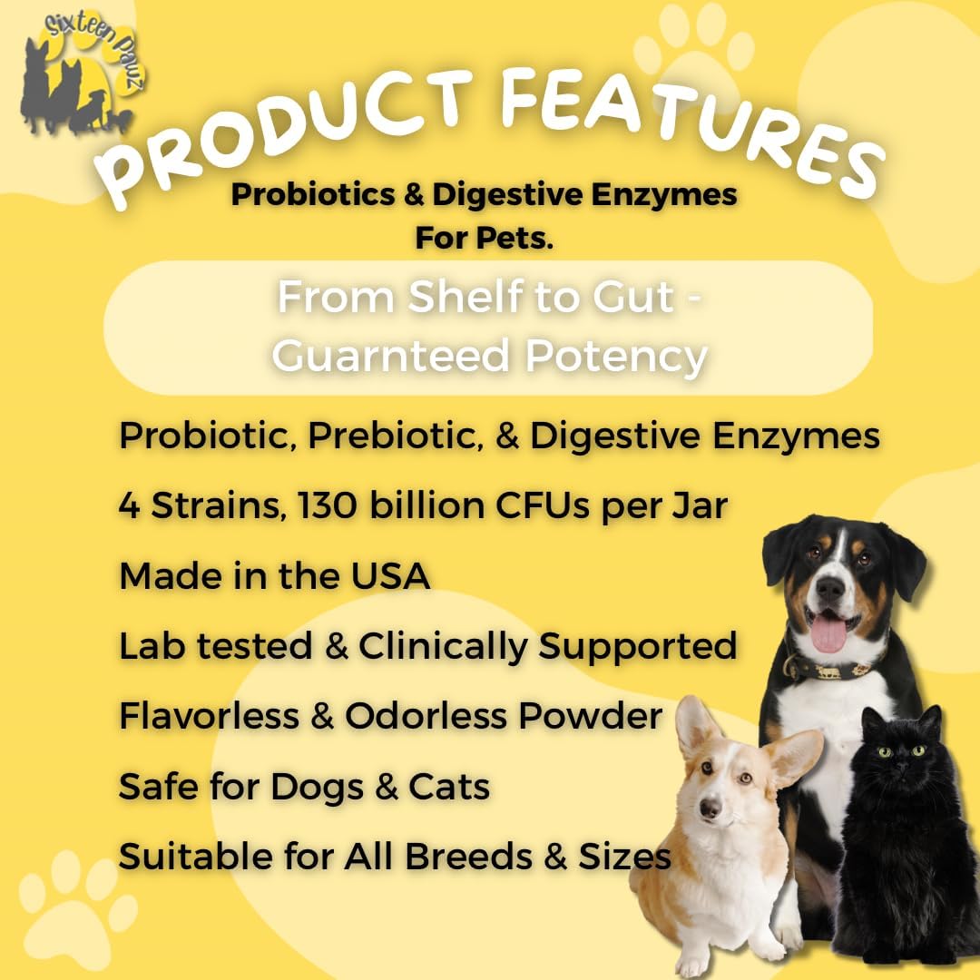 Sixteen Pawz Dog & Cat Probiotics, – Strain Diversity: Different probiotic strains offer different benefits. A – Image 6