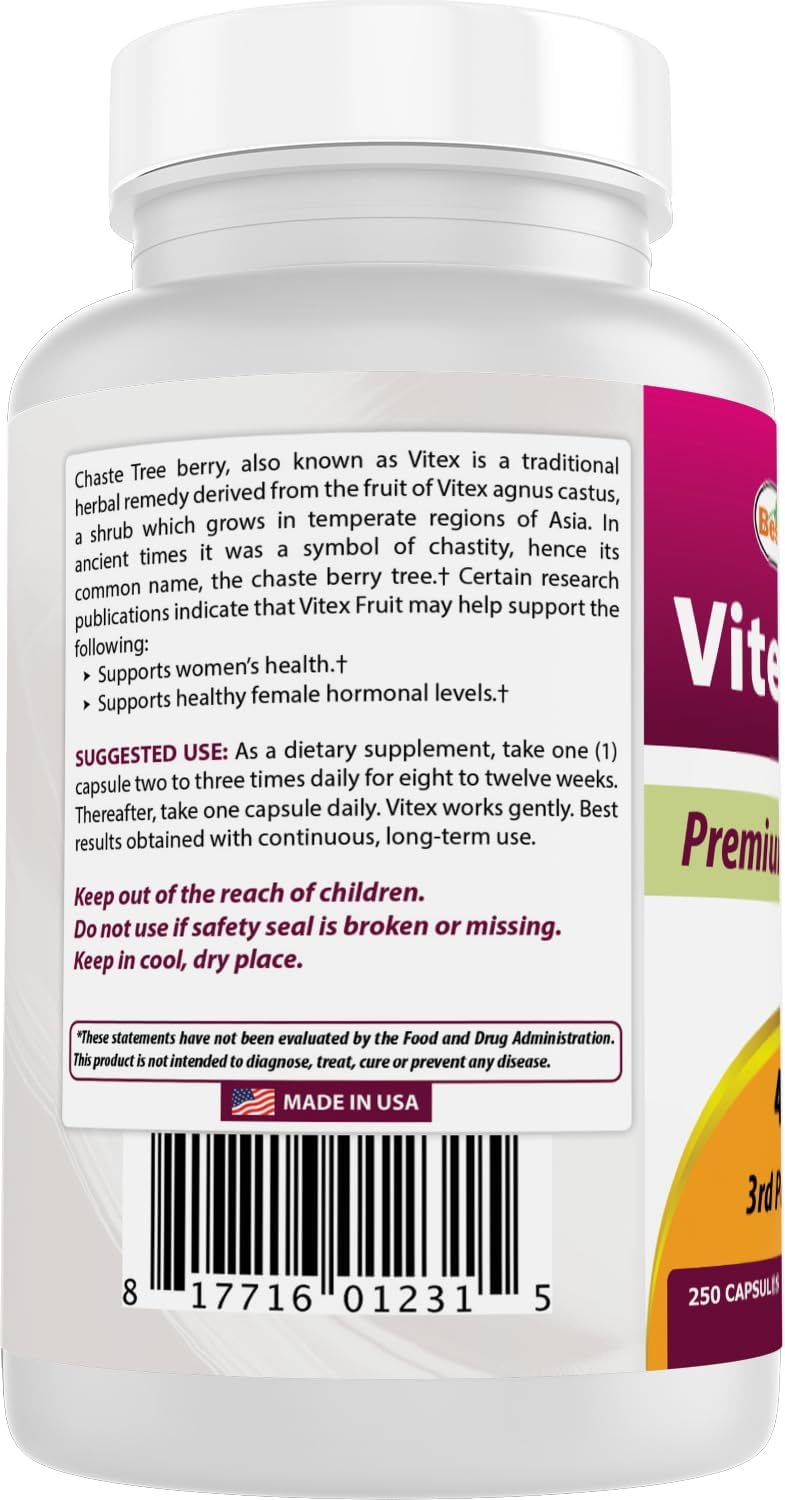 Best Naturals Vitex Chasteberry 400 mg - 250 Capsules - görsel 7