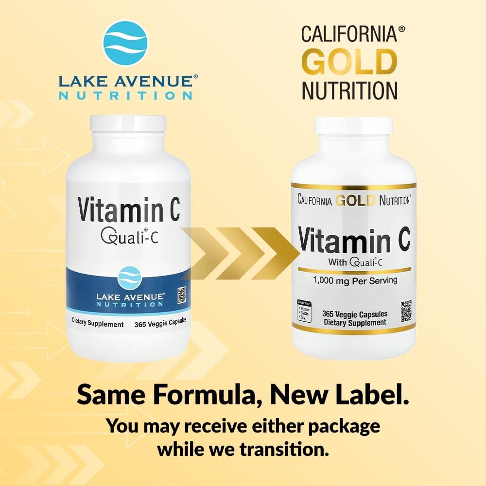 Lake Avenue Vitamin C Supplement - Quali-C Ascorbic Acid 1000 mg - 365 Vegetable Capsules - görsel 3