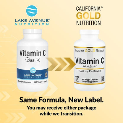 Lake Avenue Vitamin C Supplement - Quali-C Ascorbic Acid 1000 mg - 365 Vegetable Capsules