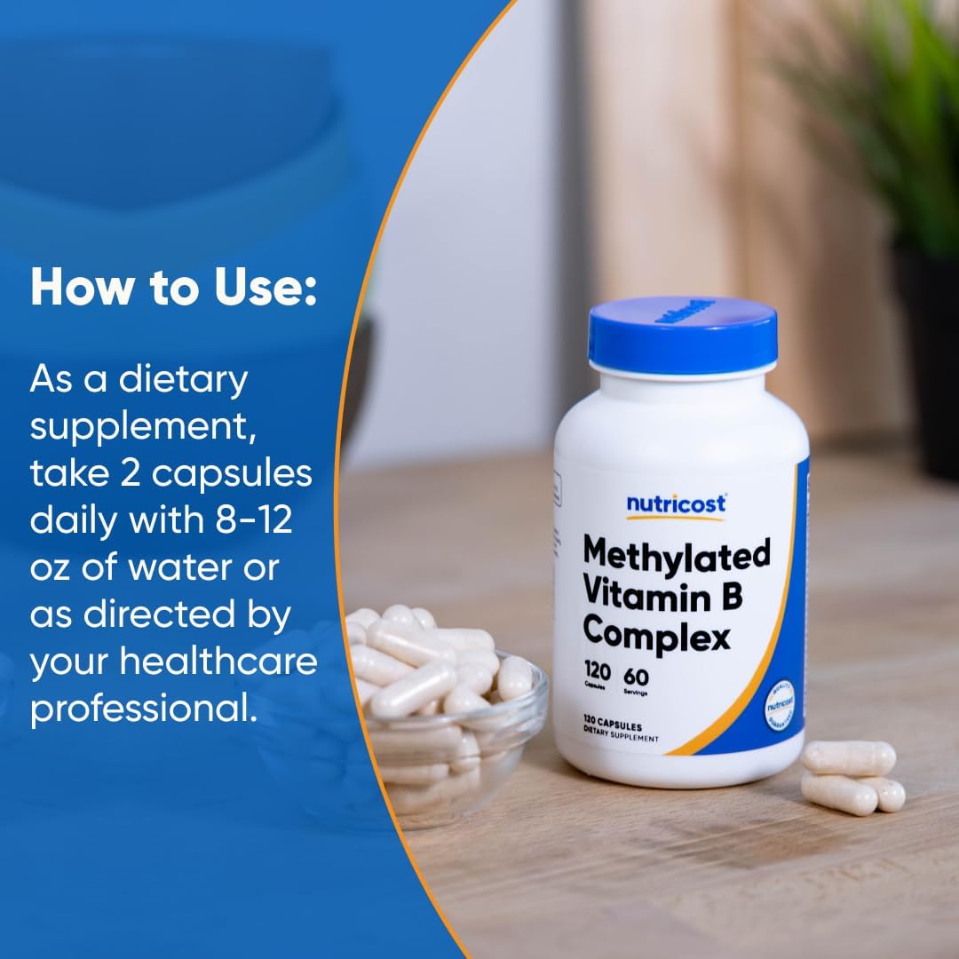 Nutricost Methylated Vitamin B Complex, 120 Capsules – Gluten-free, 60 Servings - görsel 6