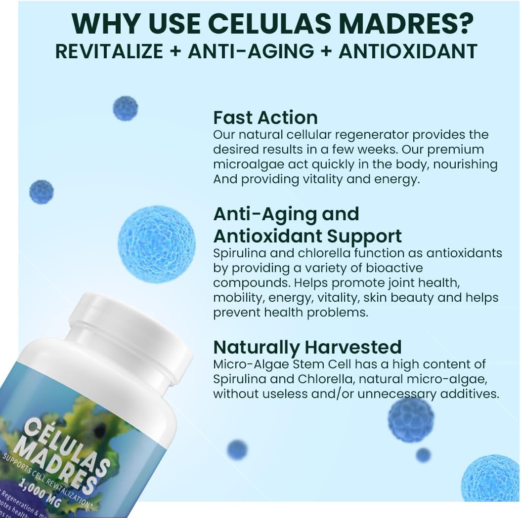 EXPLENDUS 4 Celulas Madres AFA Stem Natural Cell - Blue Green Algae Supplement, 60 Capsules, 1000 mg, Non-GM, Gluten-free - görsel 4